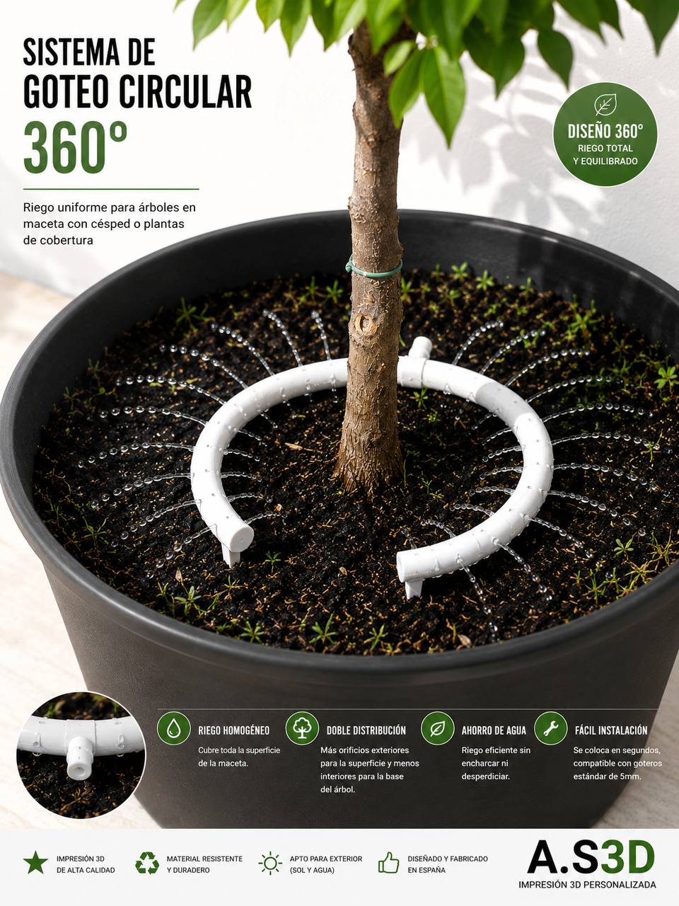 Sistema de goteo circular 360°